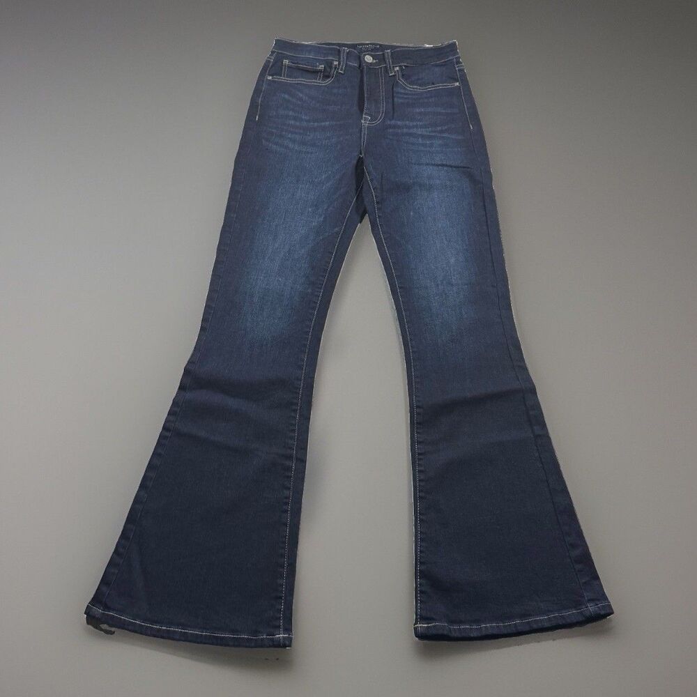 Lucky Brand Stevie High Rise Flare Jeans Womens 6 28x33 Tall Dark Wash Stretch